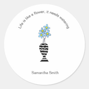 Inspirative, Niedliche blaue Blume Runder Aufkleber