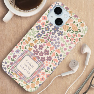 Inspirative Patchwork-Blumen- und Karo-Handyhülle Case-Mate iPhone Hülle