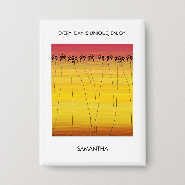 Inspirative, Phantastische Sommer-Kokospalmen Button (Vorderseite)