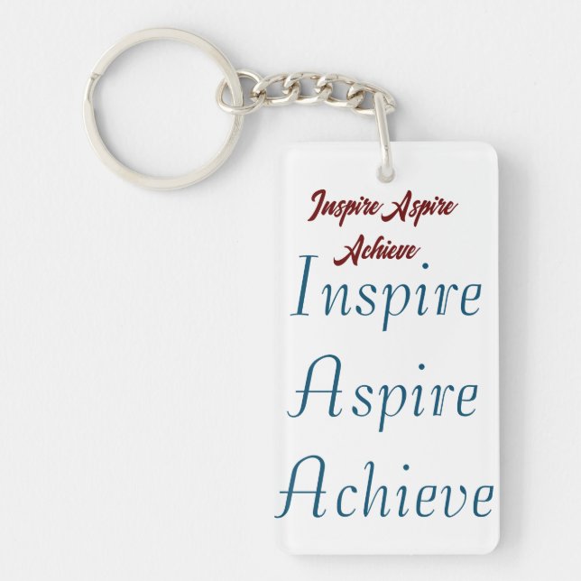 Inspirier Aspire erreicht Rectangle Schlüsselanhän Schlüsselanhänger (Vorderseite)