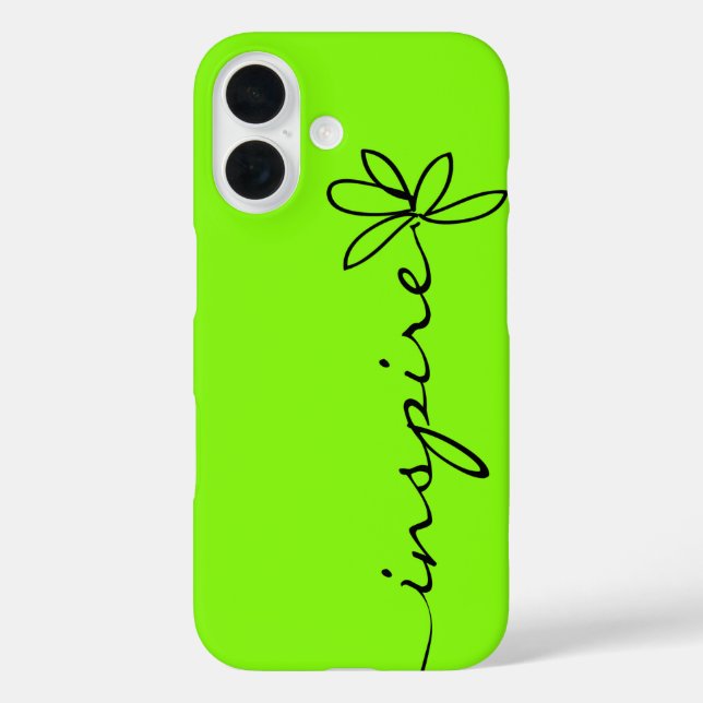 INSPIRIER auf Neon Green iPhone 16 Hülle (Rückseite)