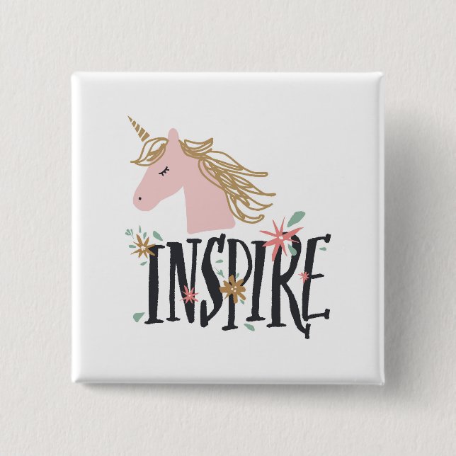 Inspirier| Gold Mane Unicorn Button (Vorderseite)
