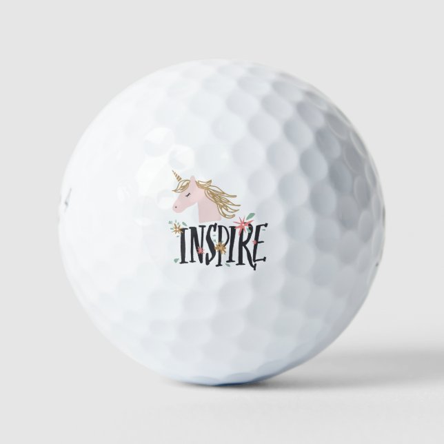 Inspirier | Gold Mane Unicorn Golfball (Vorderseite)