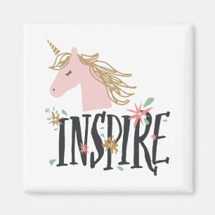 Inspirier  Gold Mane Unicorn Magnet