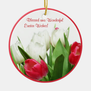 Inspirieren der roten und weißen Tulpe-Verzierung Keramik Ornament