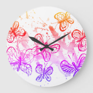 Inspirieren der Schmetterlinge Große Wanduhr