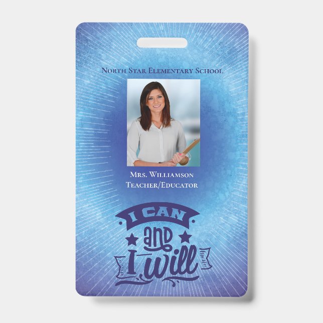 Inspirierend Blue School-Mitarbeiter Lehrer-ID-Fot Ausweis (Vorderseite)