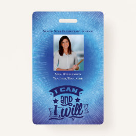 Inspirierend Blue School-Mitarbeiter Lehrer-ID-Fot Ausweis