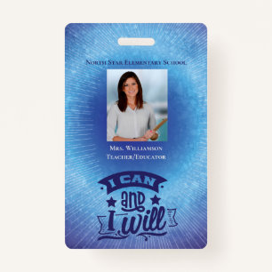 Inspirierend Blue School-Mitarbeiter Lehrer-ID-Fot Ausweis