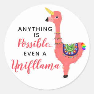 Inspirierend Einhorn-Flamingo-Lama   Unifllama Runder Aufkleber