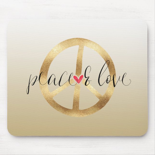 Inspirierend Goldfriedenszeichen-Herz Mousepad (Vorne)