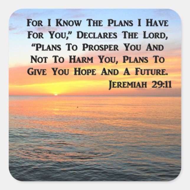 INSPIRIEREND JEREMIAH 29:11 SUNRISE QUADRATISCHER AUFKLEBER (Vorderseite)