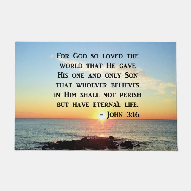 INSPIRIEREND JOHN 3:16 SUNRISE FOTO DESIGN FUßMATTE (Vorderseite)