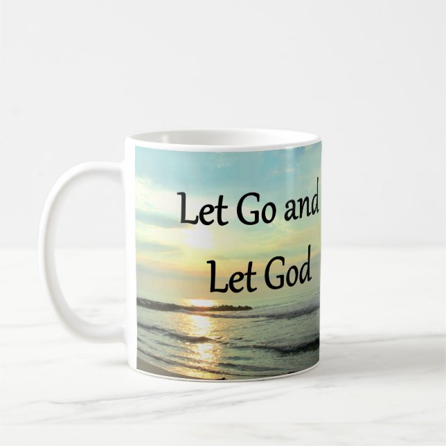 INSPIRIEREND LASS GO UND LASSEND GOD-FOTO KAFFEETASSE (Links)