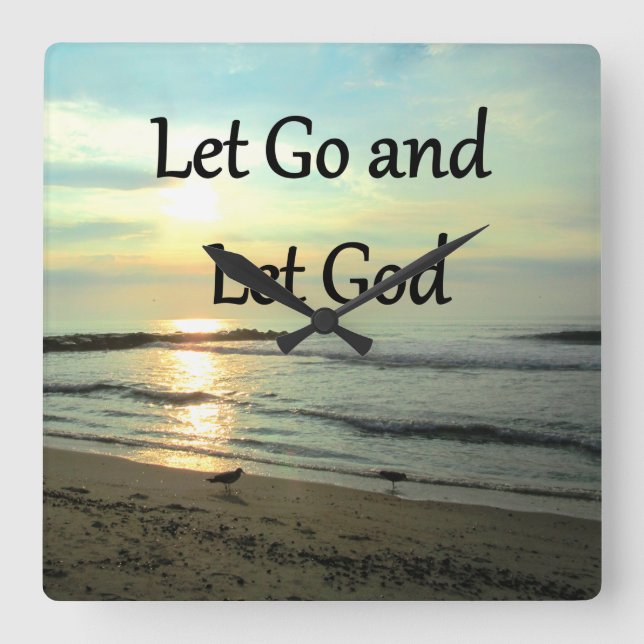INSPIRIEREND LASS GO UND LASSEND GOD-FOTO QUADRATISCHE WANDUHR (Vorderseite)