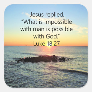 INSPIRIEREND LUKE 18:27 SONNENRISE FOTO DESIGN QUADRATISCHER AUFKLEBER