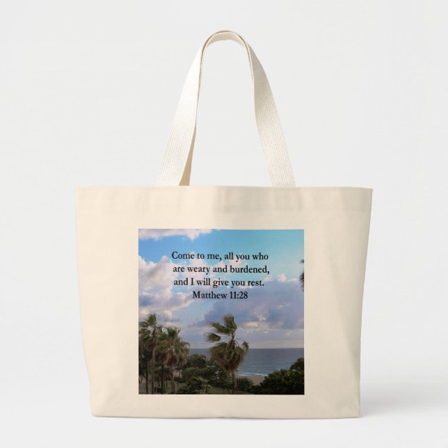 INSPIRIEREND MATTHEW 11:28 SCRIPTURE-DESIGN JUMBO STOFFBEUTEL (Vorne)