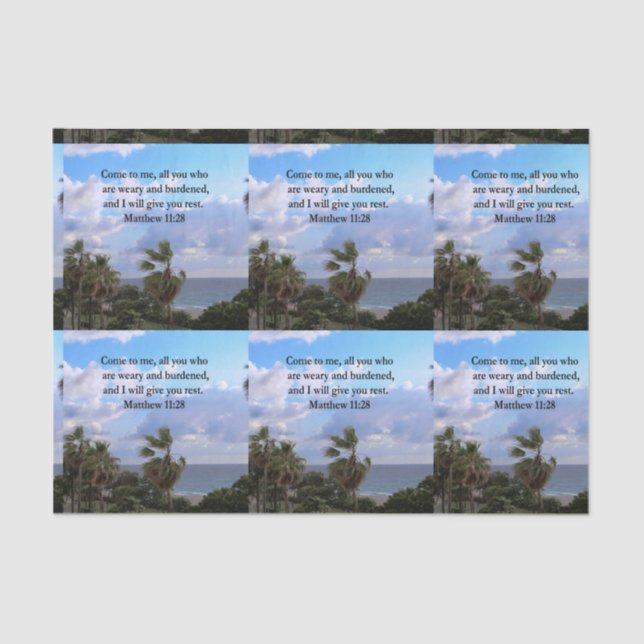 INSPIRIEREND MATTHEW 11:28 SCRIPTURE-DESIGN SEIDENPAPIER (Vorderseite)