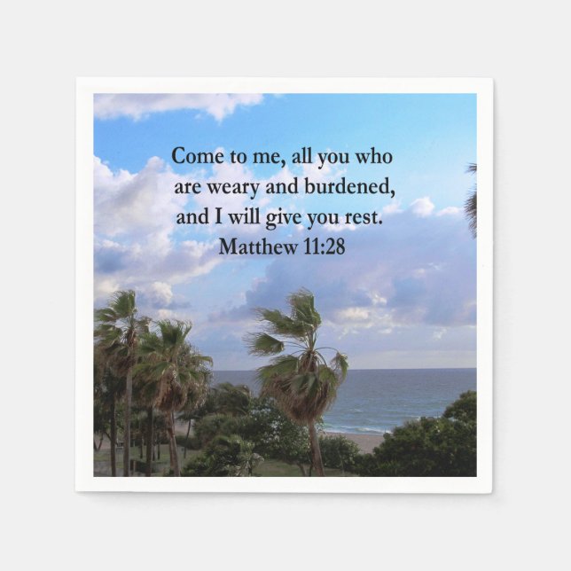INSPIRIEREND MATTHEW 11:28 SCRIPTURE-DESIGN SERVIETTE (Vorderseite)