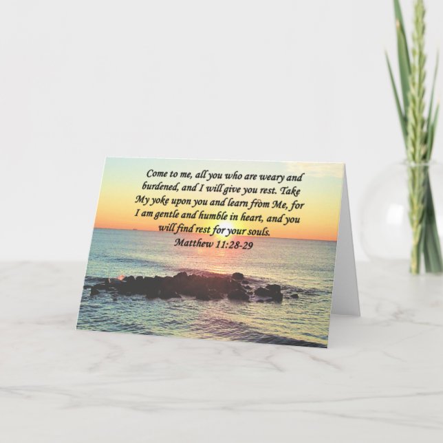 INSPIRIEREND MATTHEW 11:28 SONNENRISE FOTO DESIGN KARTE (Vorderseite)