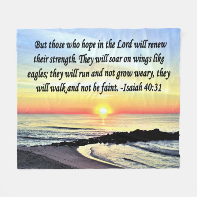 INSPIRIEREND OCEAN SUNRISE ISAIAH 40:31 FLEECEDECKE (Vorderseite (Horizontal))