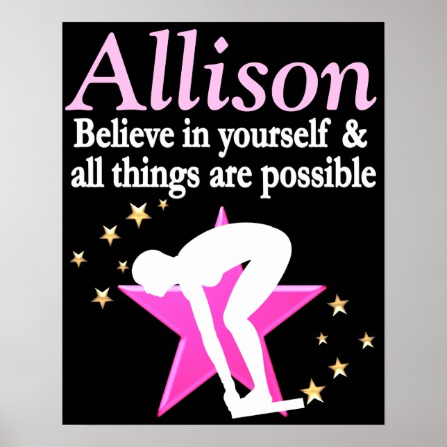 INSPIRIEREND PINK PERSONALISIERT GIRL SWIMMER POST POSTER (Vorne)