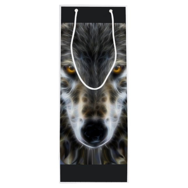 Inspirierend Porträt Entwurf des Wolfs Geschenktüte Für Weinflaschen (Rückseite)