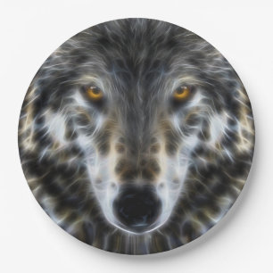 Inspirierend Porträt Entwurf des Wolfs Pappteller