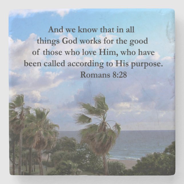 INSPIRIEREND ROMANS 8:28-DESIGN STEINUNTERSETZER (Vorderseite)