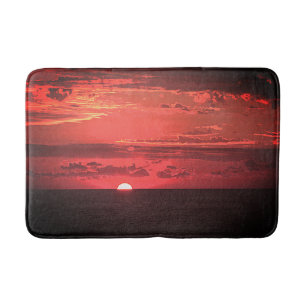 Inspirierend Rot-Orange-Sonnenaufgang Natur Foto Badematte