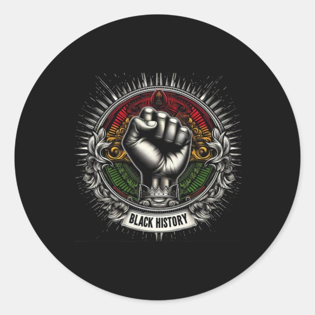 Inspirierend Schwarze Führer Power Faust Hand Schw Runder Aufkleber (Vorderseite)