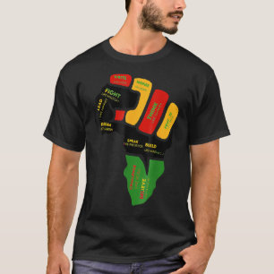 Inspirierend Schwarze Führer Power Faust Hand Schw T-Shirt