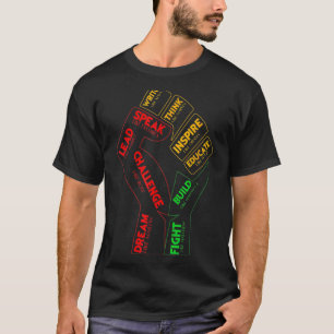 Inspirierend Schwarze Führer Power Faust Hand Schw T-Shirt