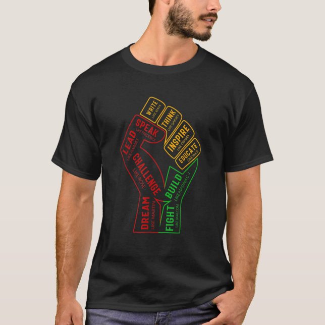 Inspirierend Schwarze Führer Power Faust Hand Schw T-Shirt (Vorderseite)