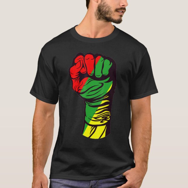Inspirierend Schwarze Führer Power Faust Hand Schw T-Shirt (Vorderseite)