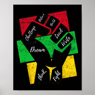 Inspirierend Schwarze Führer Power Hand Faust Schw Poster