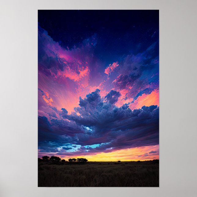 Inspirierend Sonnenuntergang verschleiert in Schön Poster (Vorne)