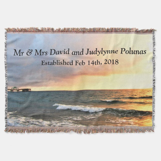 INSPIRIEREND SUNRISE PERSONALISIERTE WEDING BLANKE DECKE (Vorderseite)