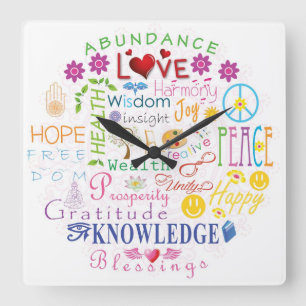 Inspirierend Wörter Quadratische Wanduhr