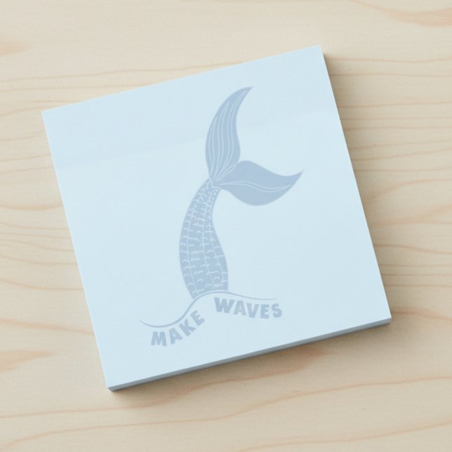 Inspirierende blaue Haftnotizen 'Make Waves' Post-it Klebezettel (Make waves inspirational post-it notes.)