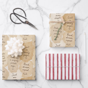 Inspirierende Creme-Bücher Magie Geschenkpapier Set