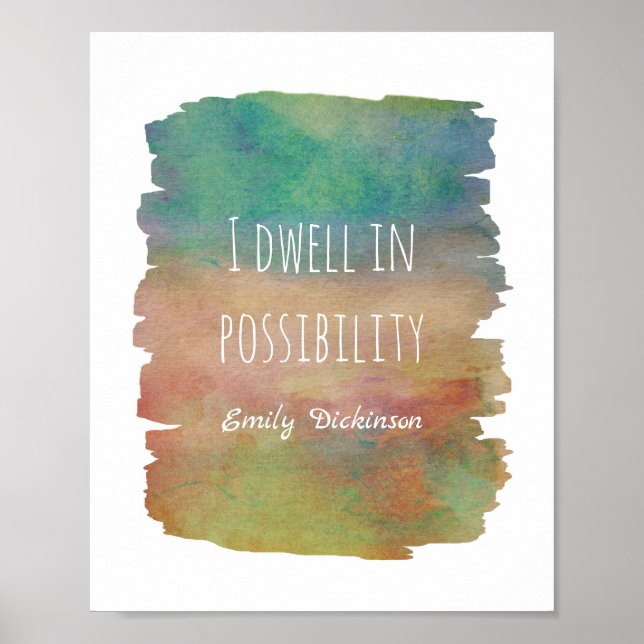 inspirierende Dickinson literarische Zitate Aquare Poster (Vorne)