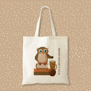Inspirierende Eulen-Lehrertasche mit Namen Tragetasche