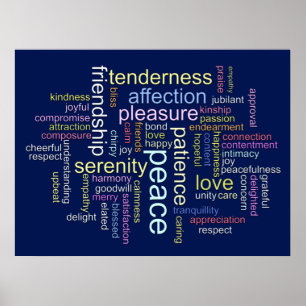 Inspirierende Friedens- und Liebes-Wortwolke Poster