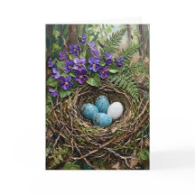 Inspirierende Frühlingsvogelnest Veilchen Impasto 