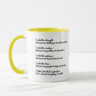 Inspirierende Gottes-Zitat-Tasse – Stärke, Weishei Tasse