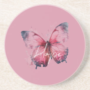 Inspirierende Hoffnung Rosa Schmetterling Getränkeuntersetzer