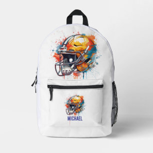 Inspirierende Motivierende Fußballhelm Name Bedruckter Rucksack