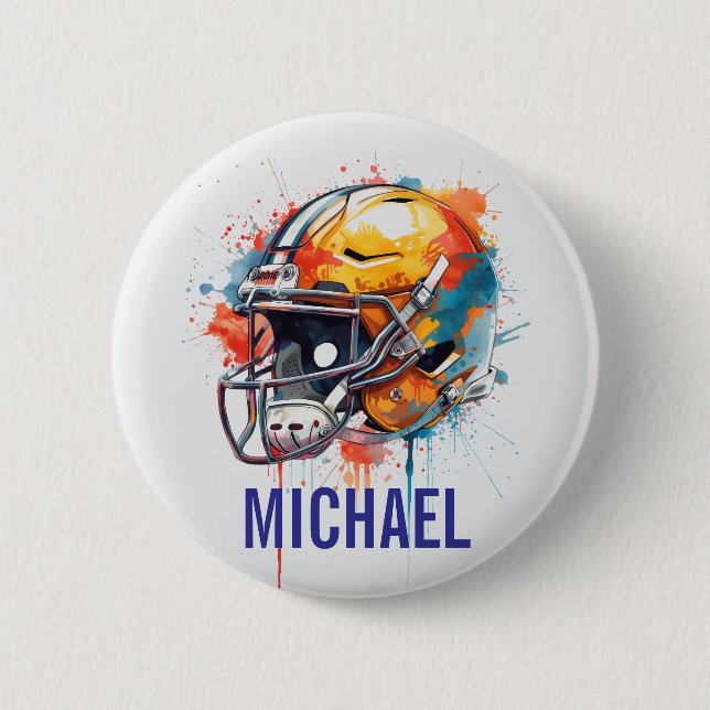 Inspirierende Motivierende Fußballhelm Name Button (Vorderseite)