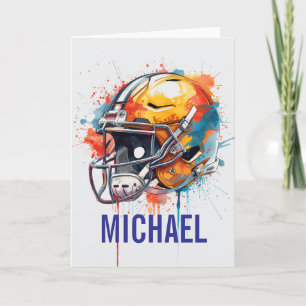 Inspirierende Motivierende Fußballhelm Name Karte